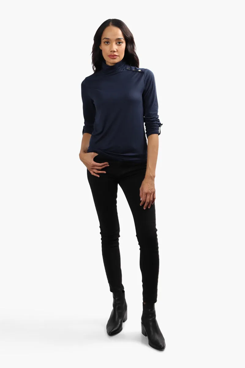 International INC Company Mock Neck Long Sleeve Top - Navy sold by Fairweather product image thumbnail 2