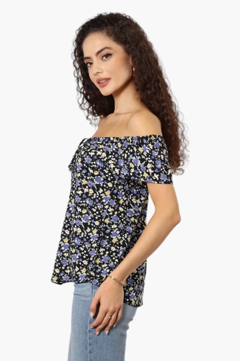 Majora Floral Off Shoulder Flutter Blouse - Black sold by Fairweather product image thumbnail 3