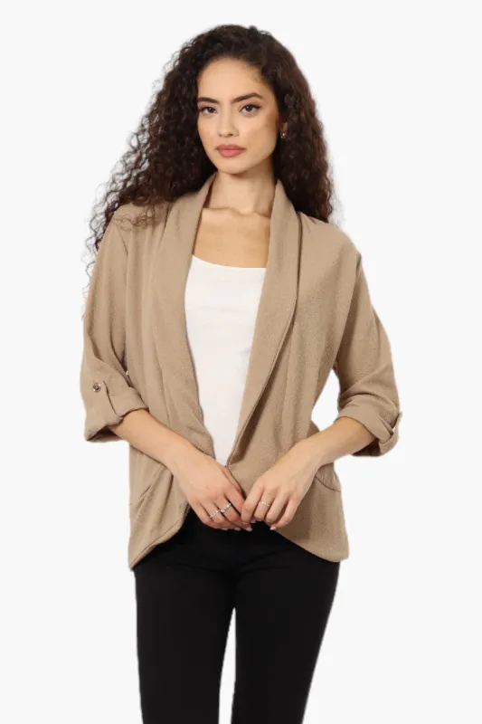 Impress Open Roll Up Sleeve Blazer - Beige sold by Fairweather