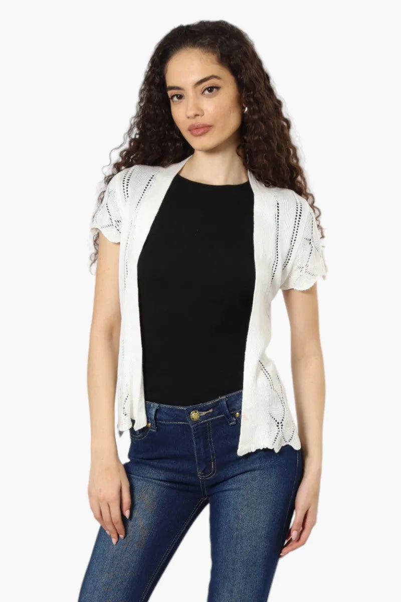 Impress Knit Cap Sleeve Shrug Cardigan - White sold by Fairweather