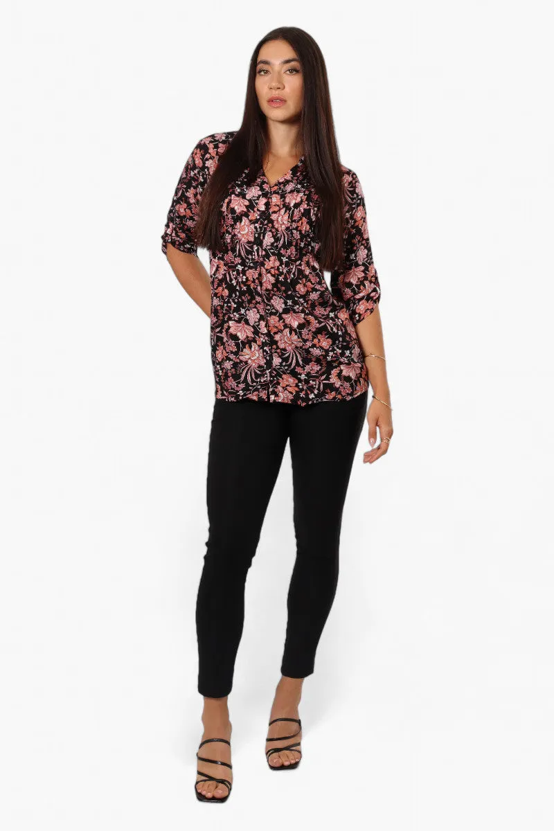 International INC Company Floral Tie Back Roll Up Sleeve Shirt - Black sold by Fairweather product image thumbnail 2