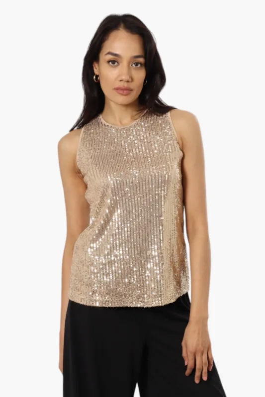 Limite Sequin Tank Top - Beige sold by Fairweather