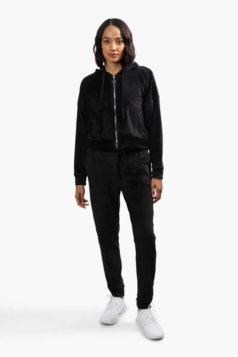 Mikk Velour Tie Waist Joggers - Black sold by Fairweather product image thumbnail 2