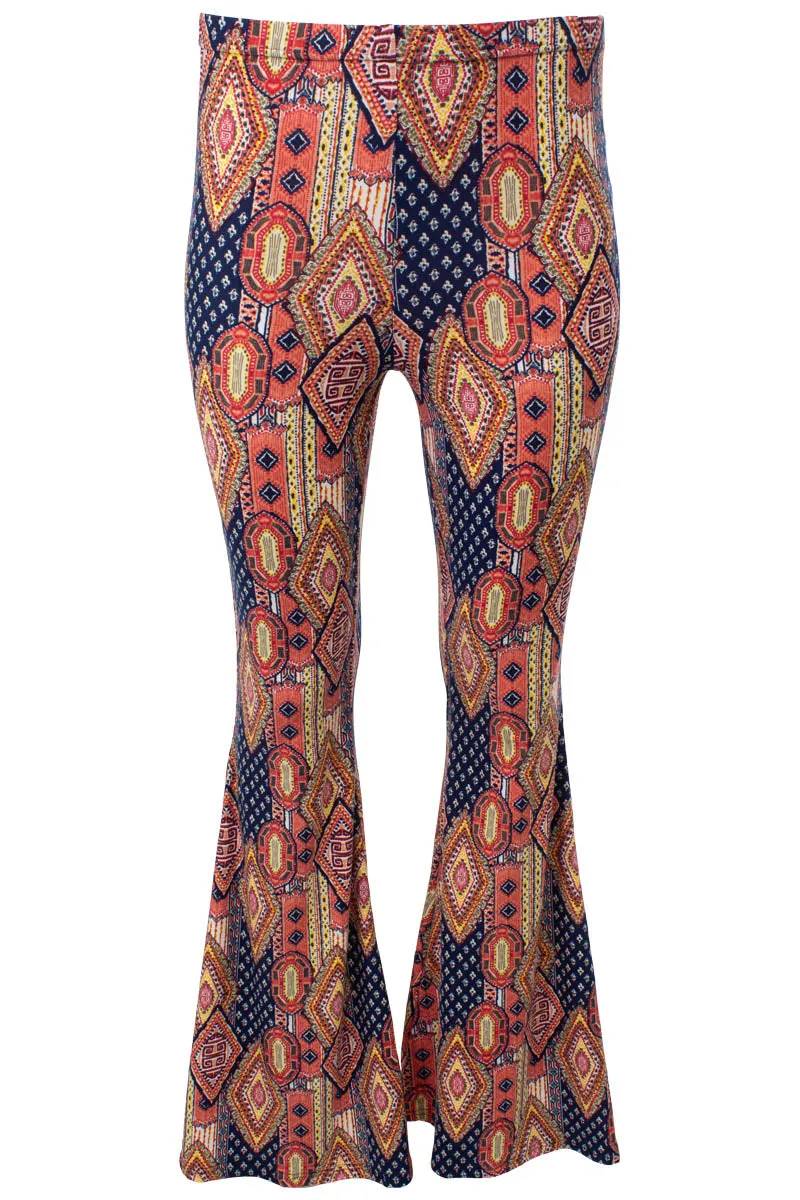 Patterned Boho Flare Pants - Multi sold by Fairweather