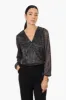 Limite Sheer Sleeve Lurex Blouse - Black sold by Fairweather