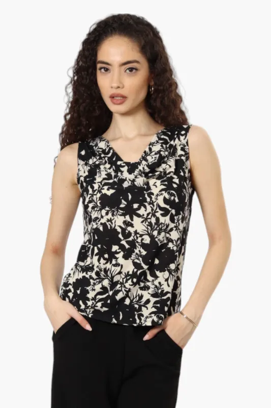 Impress Floral Cowl Neck Tank Top - Black sold by Fairweather