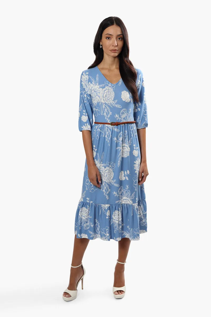 International INC Company Floral Belted Midi Dress - Blue sold by Fairweather product image thumbnail 2