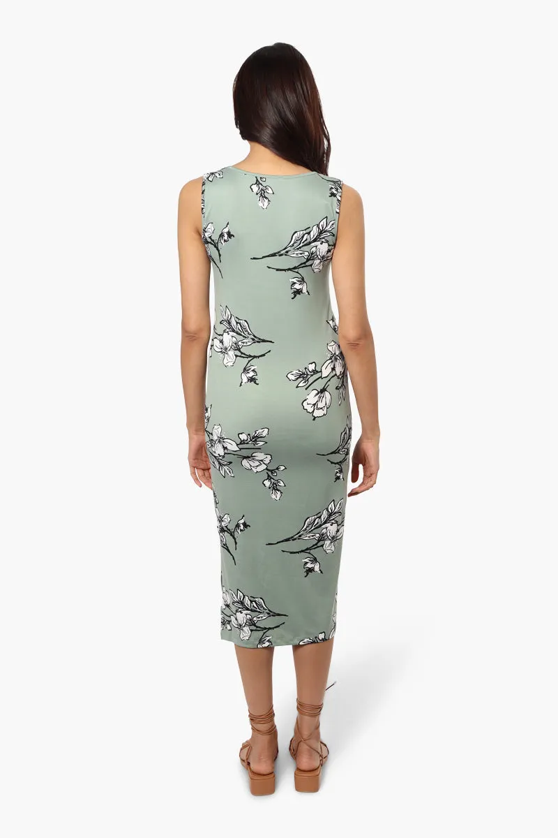Majora Floral Henley Midi Dress - Green sold by Fairweather product image thumbnail 4
