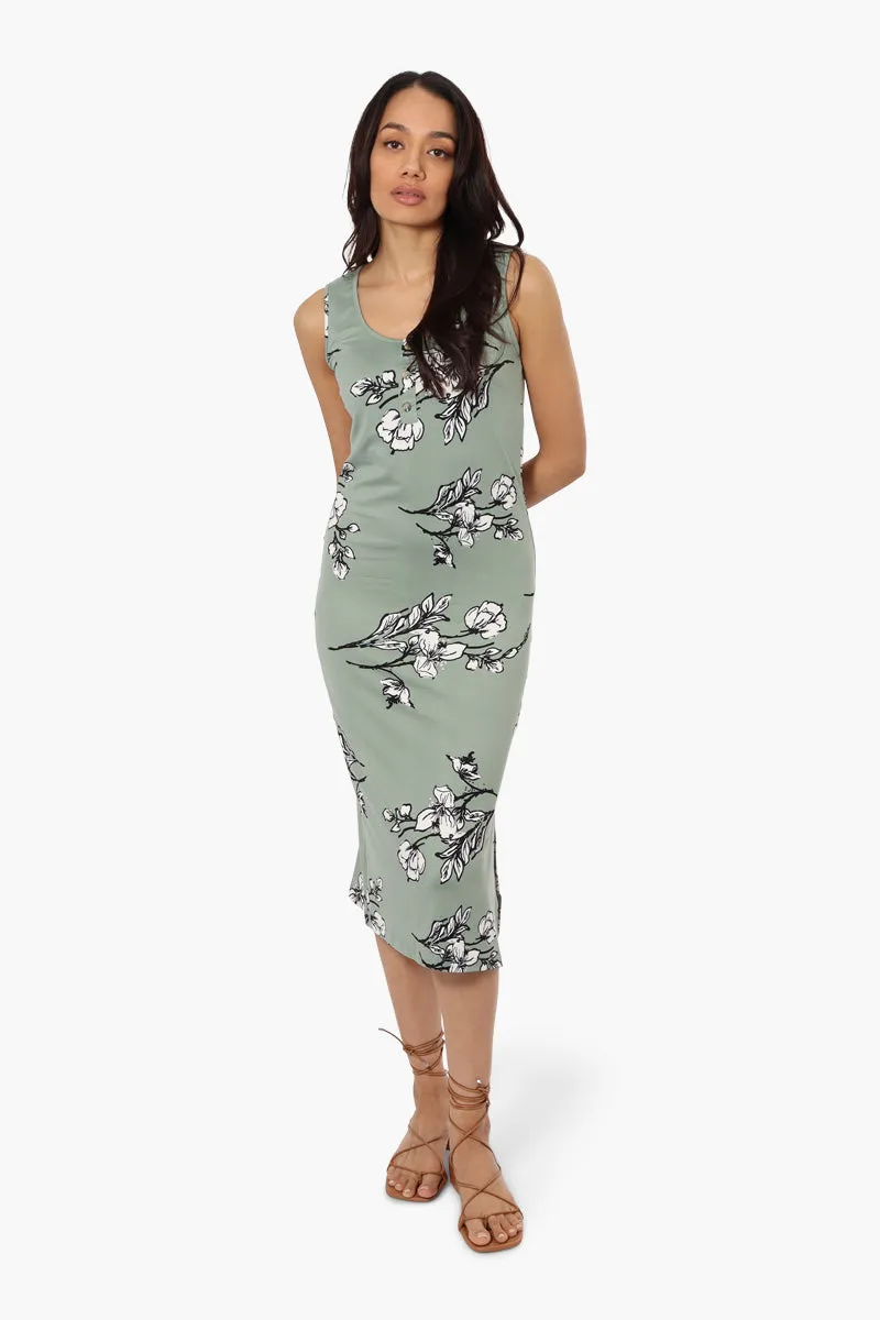 Majora Floral Henley Midi Dress - Green sold by Fairweather