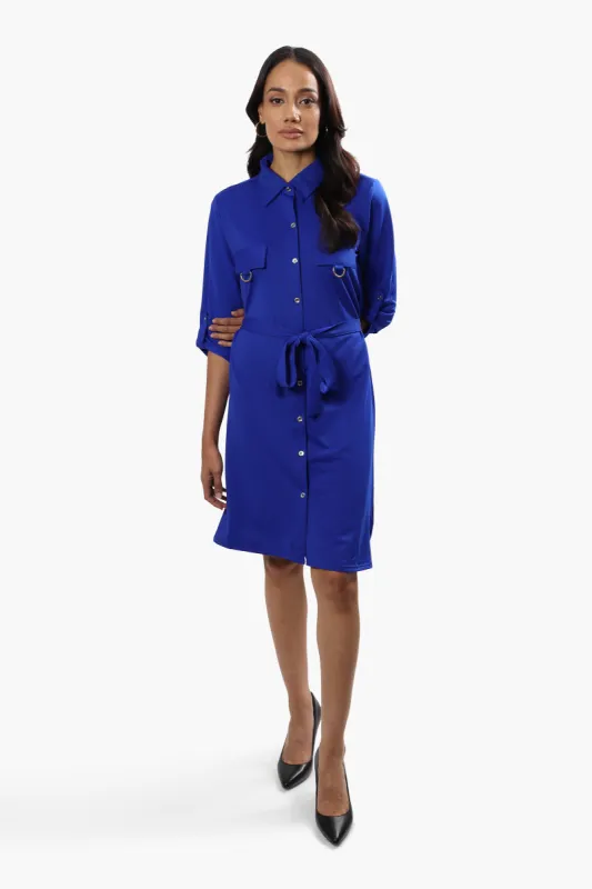 Beechers Brook Belted Button Up Day Dress - Blue sold by Fairweather