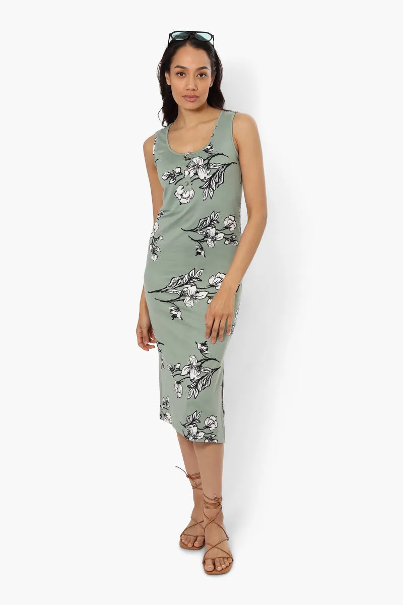 Majora Floral Henley Midi Dress - Green sold by Fairweather product image thumbnail 2