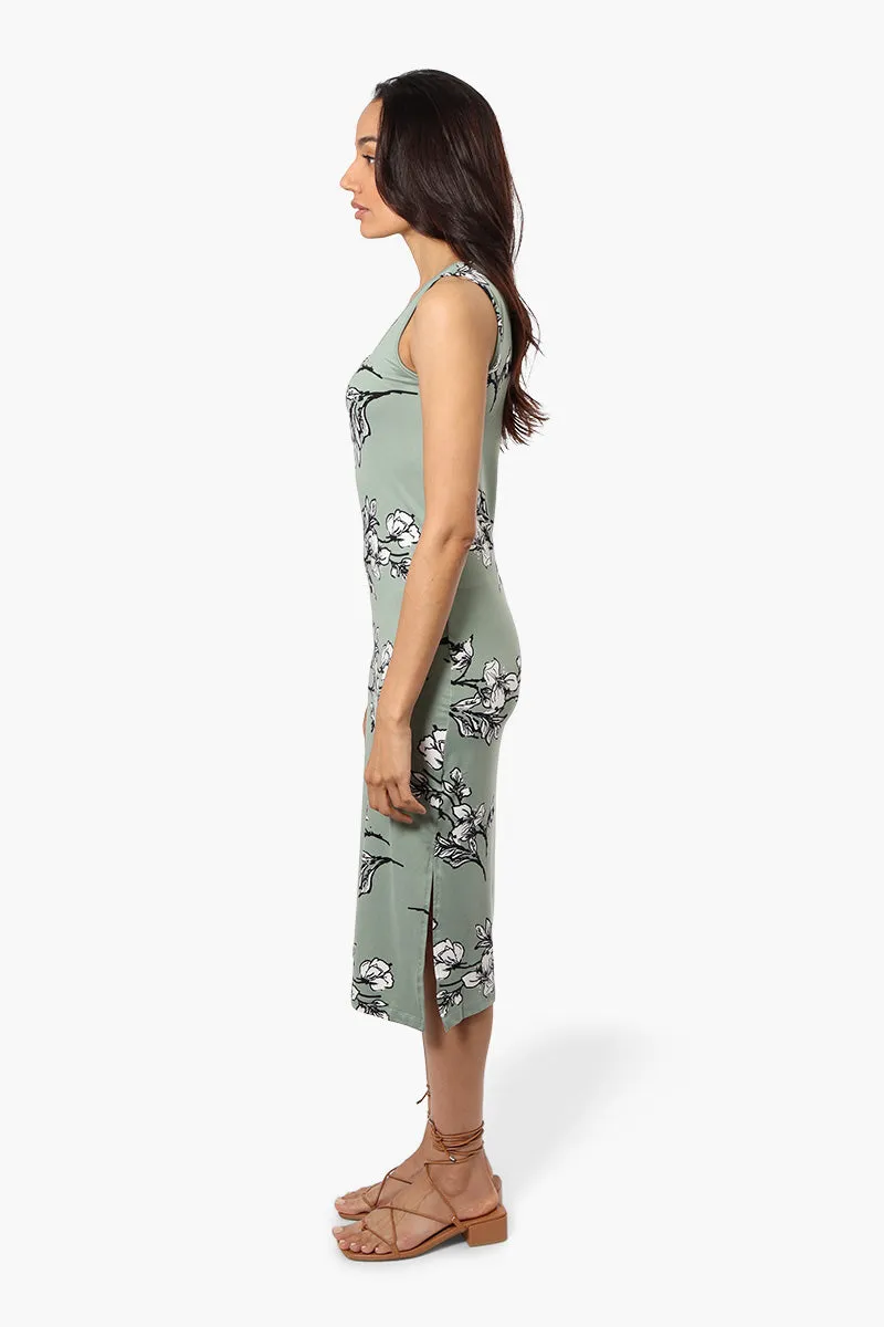 Majora Floral Henley Midi Dress - Green sold by Fairweather product image thumbnail 3