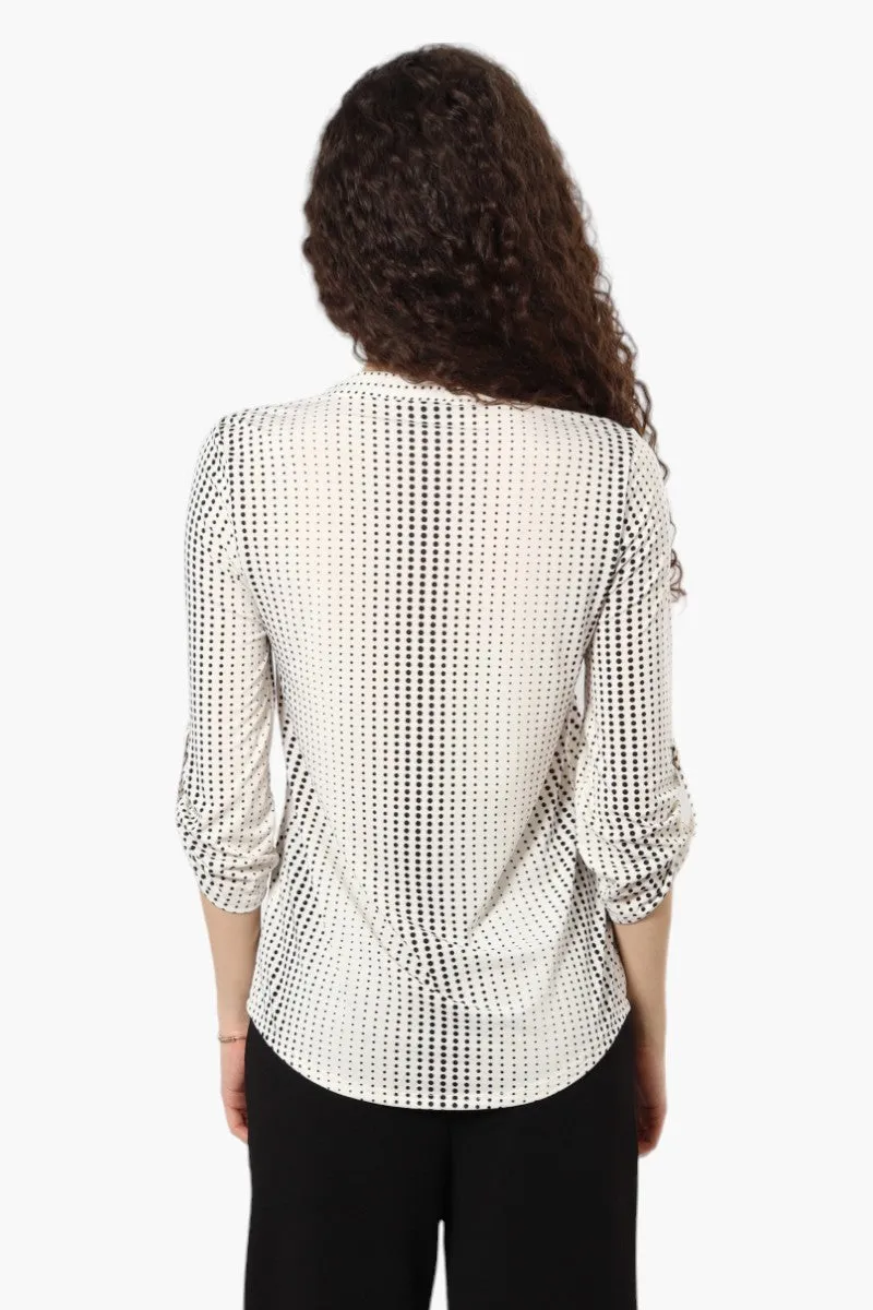 Beechers Brook Polka Dot Roll Up Sleeve Henley Shirt - Cream sold by Fairweather product image thumbnail 4