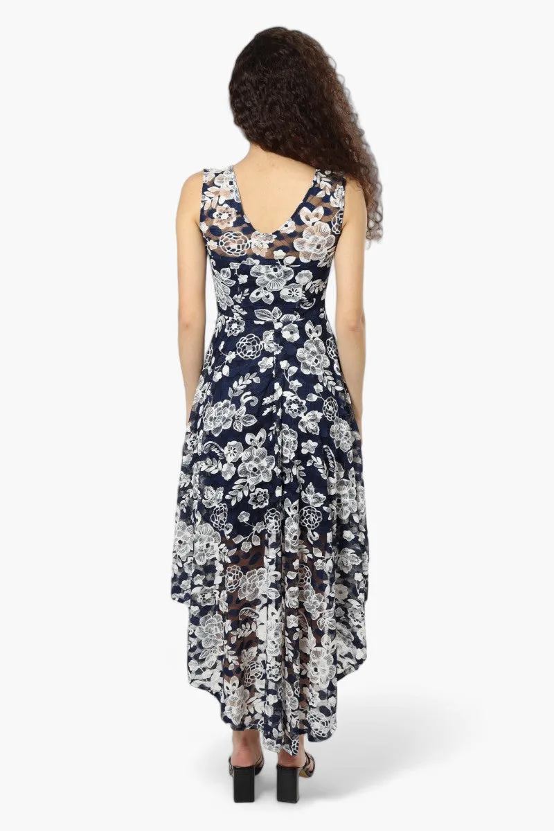 Limite Lace Floral High Low Cocktail Dress - Navy sold by Fairweather product image thumbnail 4