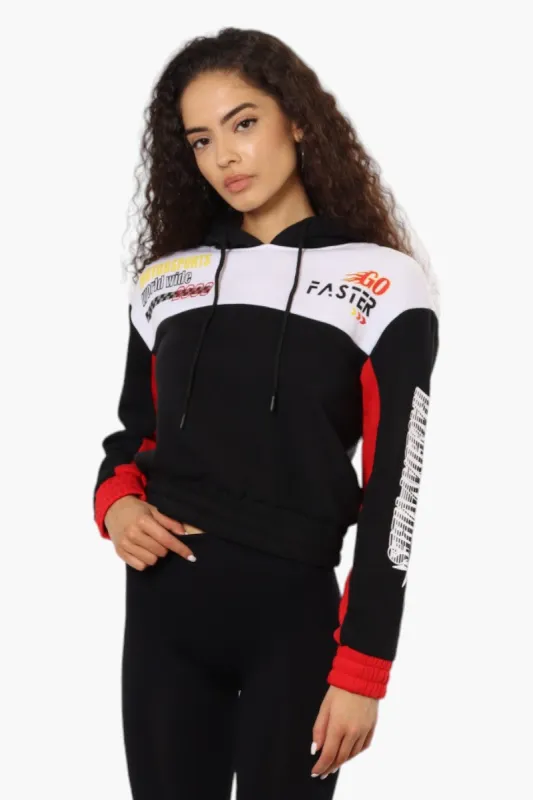New Look Fleece Colour Block Racing Hoodie - Black sold by Fairweather