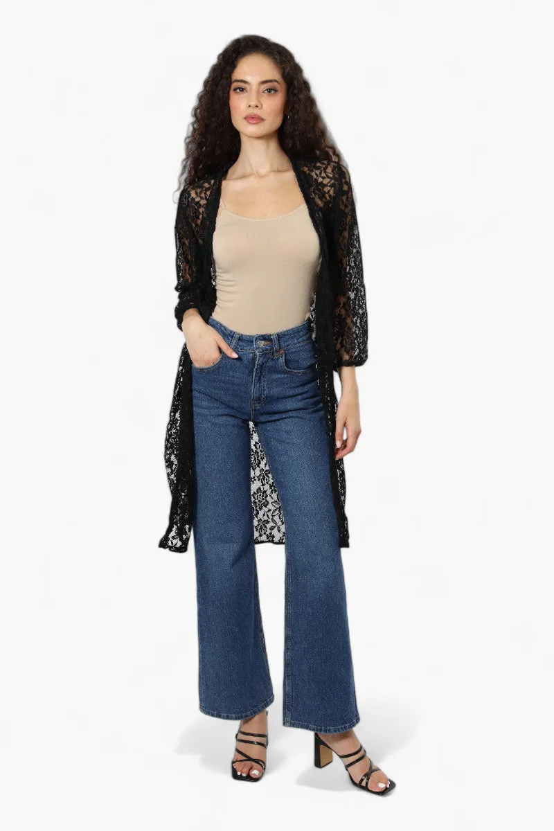 Impress Floral Lace Duster Cardigan - Black sold by Fairweather product image thumbnail 2