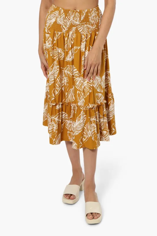Beechers Brook Floral Smock Waist Midi Skirt - Mustard sold by Fairweather