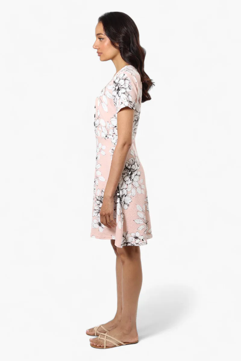 Impress Floral Button Down Day Dress - Pink sold by Fairweather product image thumbnail 3