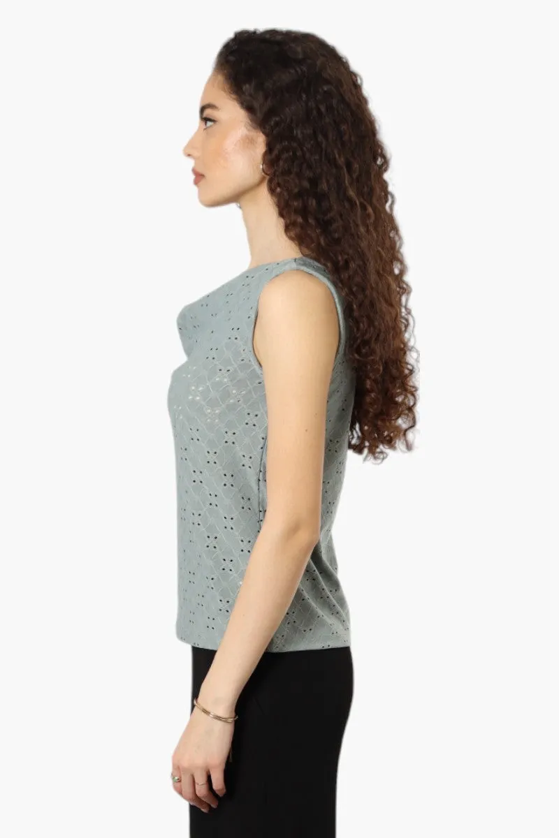 Urbanology Knit Eyelet Cowl Tank Top - Olive sold by Fairweather product image thumbnail 3