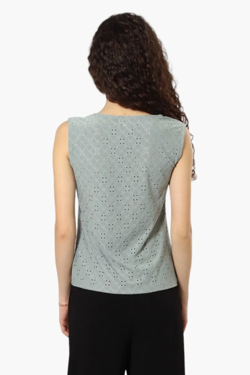 Urbanology Knit Eyelet Cowl Tank Top - Olive sold by Fairweather product image thumbnail 4
