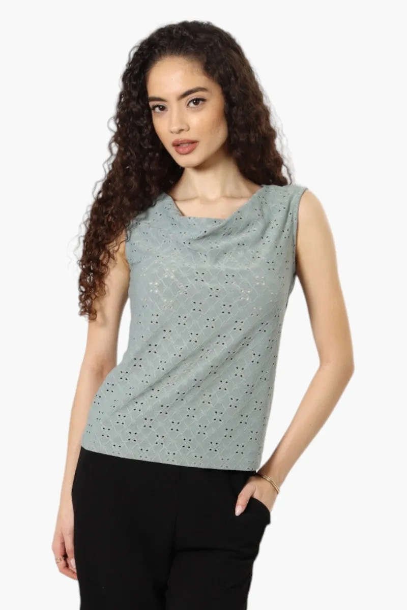 Urbanology Knit Eyelet Cowl Tank Top - Olive sold by Fairweather