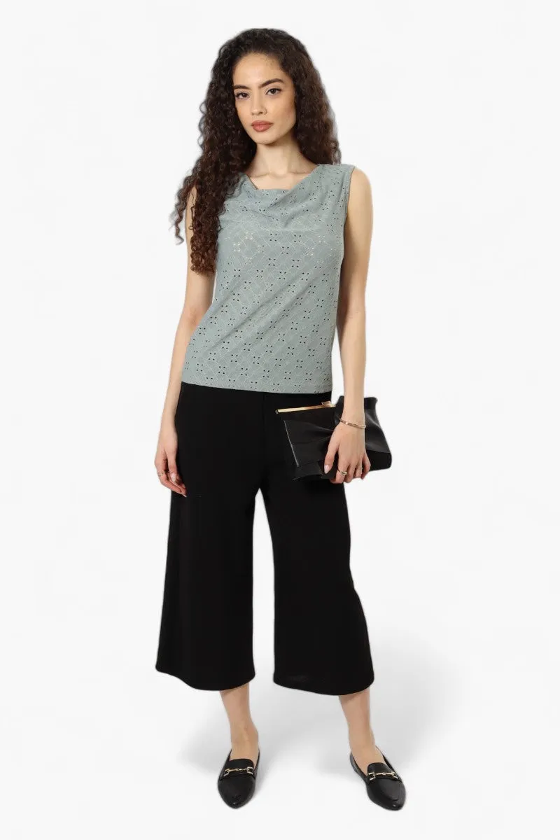 Urbanology Knit Eyelet Cowl Tank Top - Olive sold by Fairweather product image thumbnail 2