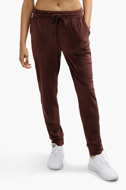 Mikk Velour Tie Waist Joggers - Brown sold by Fairweather