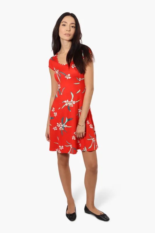 International INC Company Floral Cap Sleeve Day Dress - Red sold by Fairweather