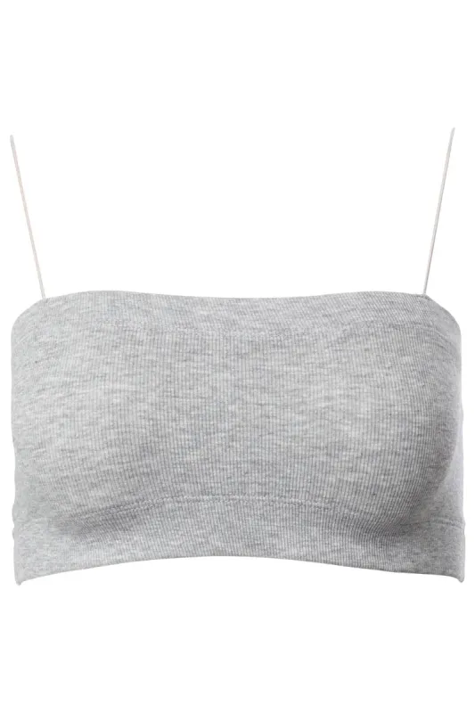 Solid Spaghetti Strap Bandeau Tank Top - Grey sold by Fairweather