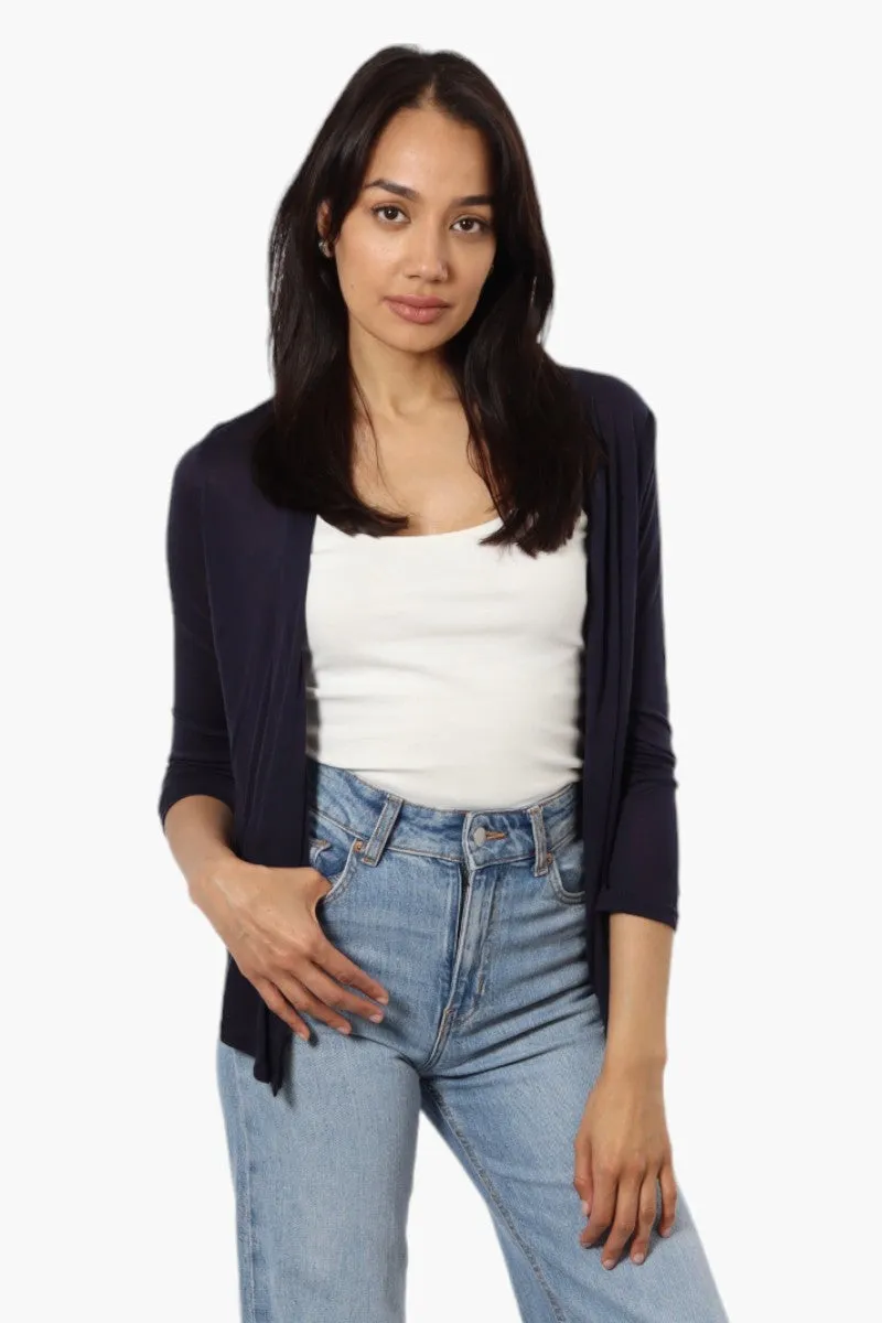 Magazine Long Sleeve Wrap Cardigan - Navy sold by Fairweather