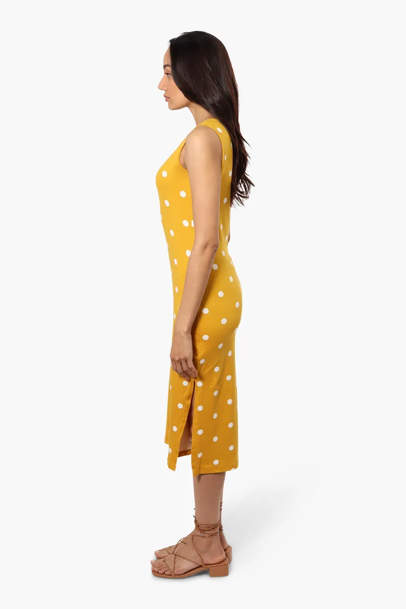 Majora Polka Dot Henley Midi Dress - Mustard sold by Fairweather product image thumbnail 3