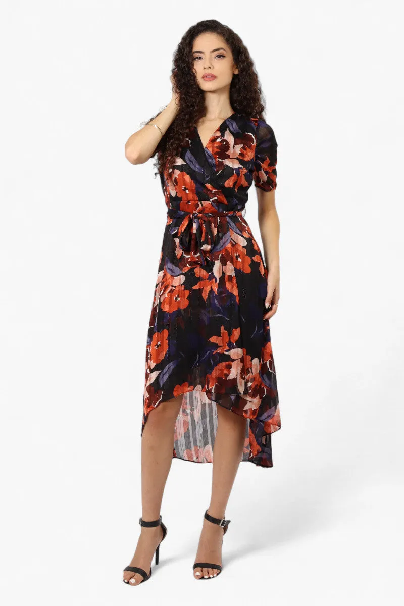 Limite Floral Belted Crossover Maxi Dress - Navy sold by Fairweather product image thumbnail 2