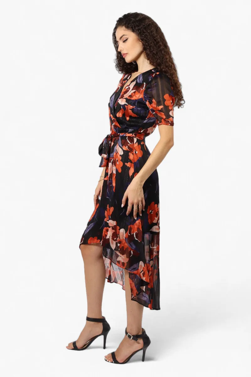Limite Floral Belted Crossover Maxi Dress - Navy sold by Fairweather product image thumbnail 3