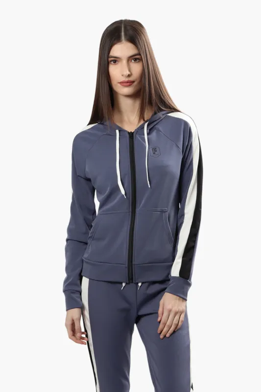 Fahrenheit Side Stripe Front Zip Hoodie - Purple sold by Fairweather