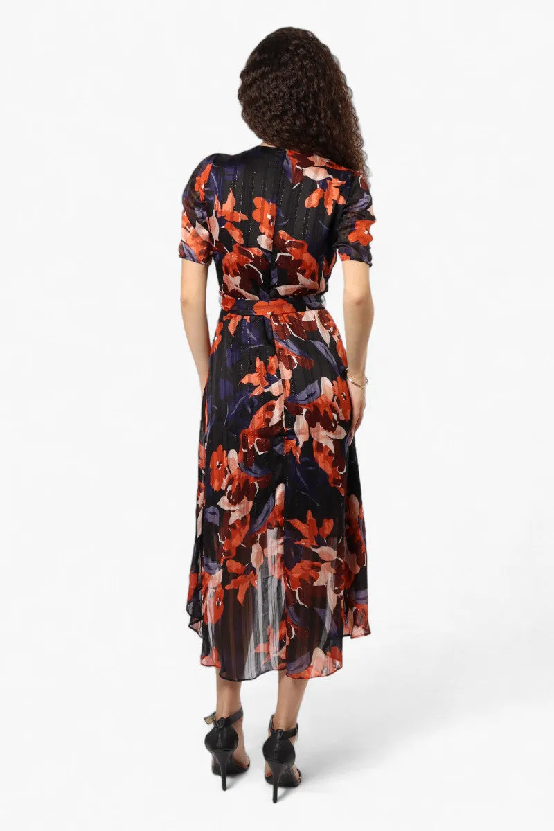 Limite Floral Belted Crossover Maxi Dress - Navy sold by Fairweather product image thumbnail 4