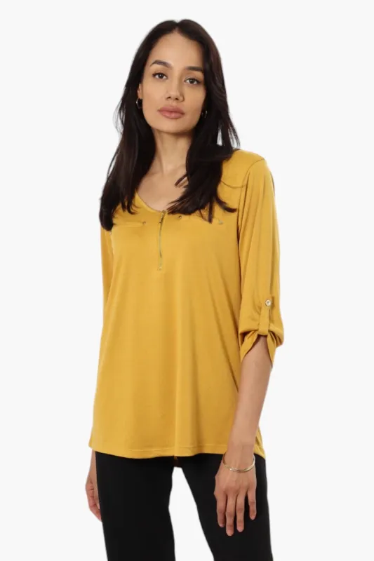 International INC Company Roll Up Sleeve Front Pocket Shirt - Mustard sold by Fairweather