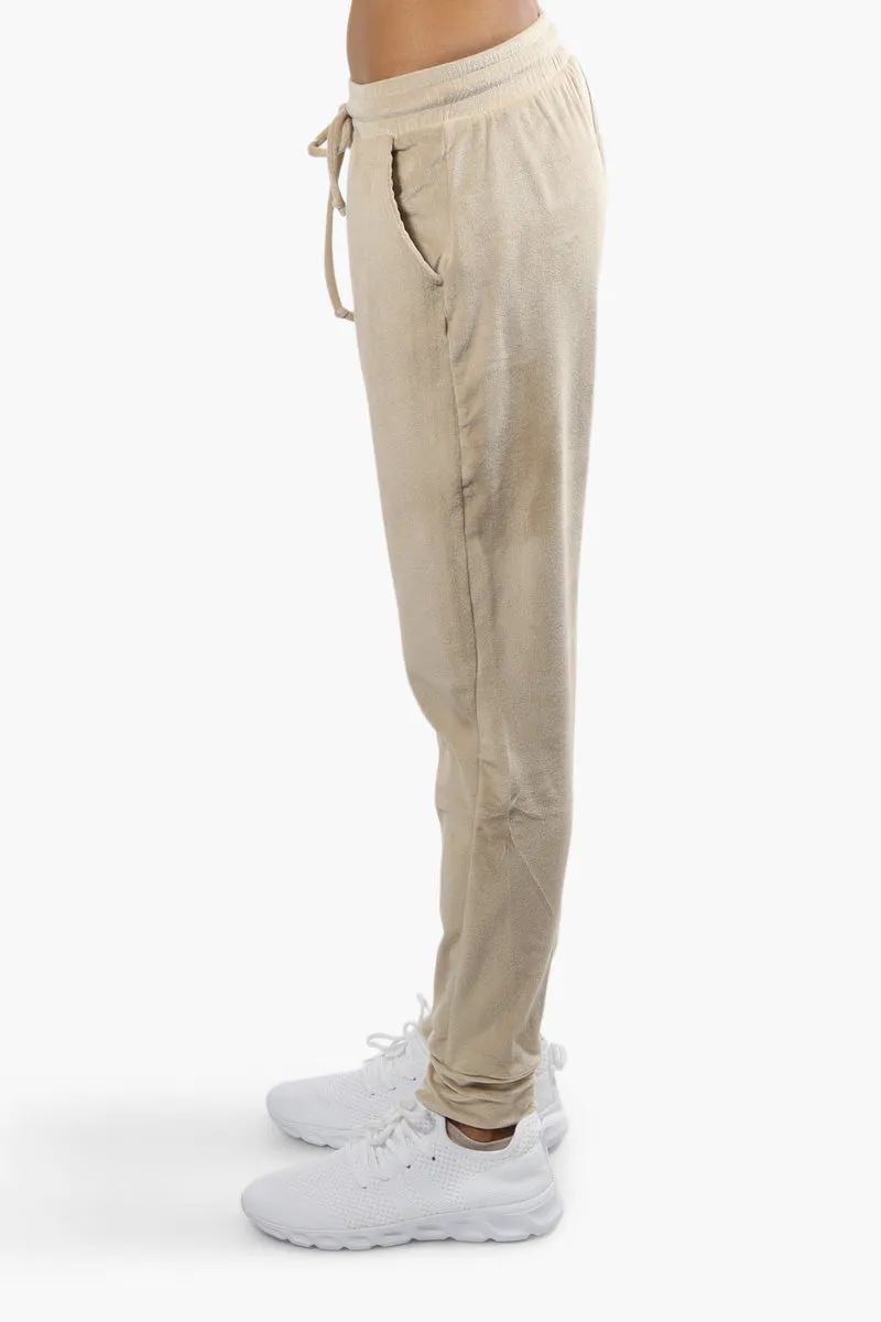 Mikk Velour Tie Waist Joggers - Beige sold by Fairweather product image thumbnail 3
