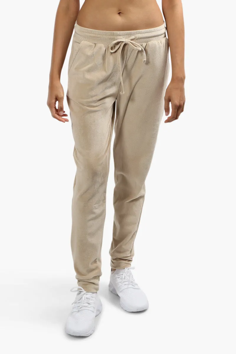 Mikk Velour Tie Waist Joggers - Beige sold by Fairweather