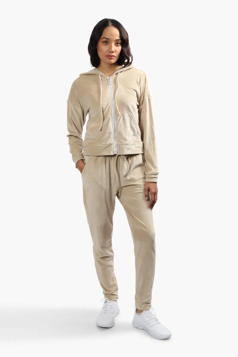 Mikk Velour Tie Waist Joggers - Beige sold by Fairweather product image thumbnail 2