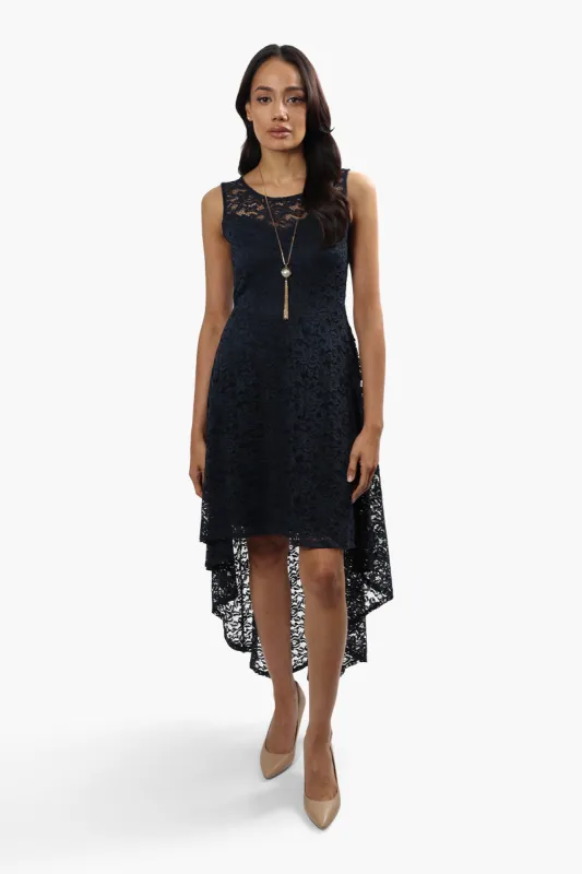 Limite High Low Necklace Lace Cocktail Dress - Navy sold by Fairweather