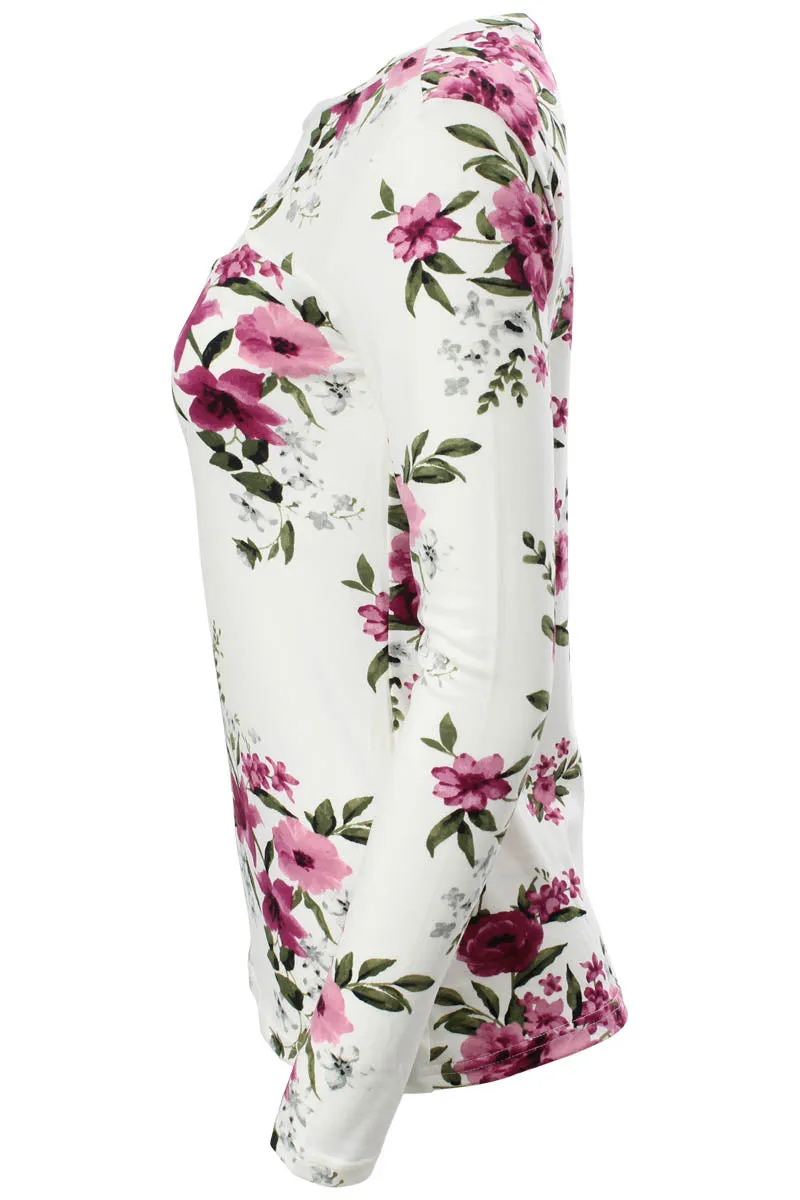 International INC Company Floral Keyhole Front Long Sleeve Top - White sold by Fairweather product image thumbnail 2