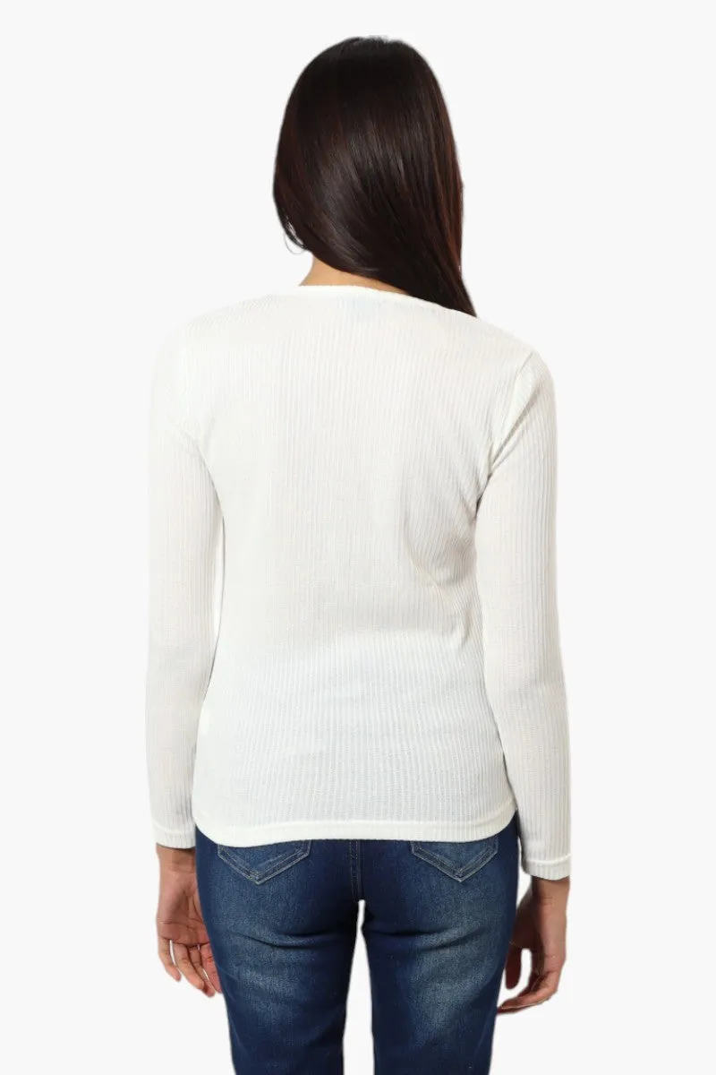Magazine Ribbed Front Twist Long Sleeve Top - White sold by Fairweather product image thumbnail 4