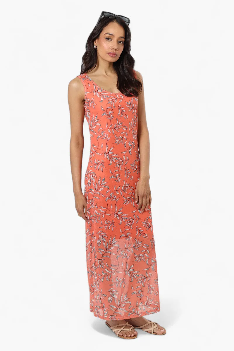 Majora Leaf Pattern Mesh Maxi Dress - Pink sold by Fairweather product image thumbnail 2