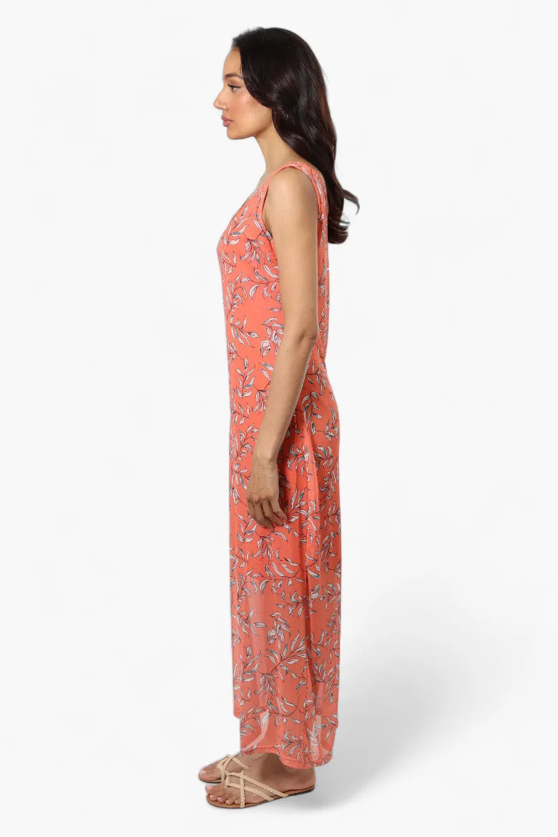 Majora Leaf Pattern Mesh Maxi Dress - Pink sold by Fairweather product image thumbnail 3