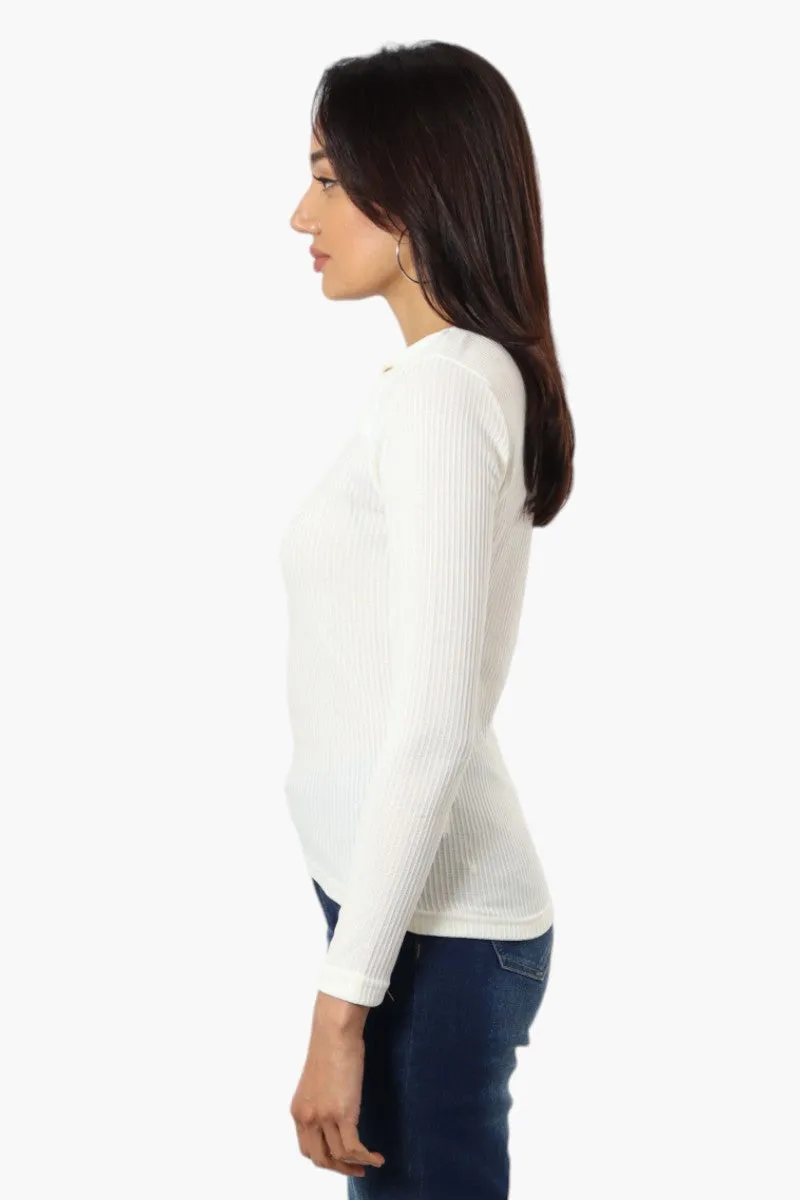 Magazine Ribbed Front Twist Long Sleeve Top - White sold by Fairweather product image thumbnail 3