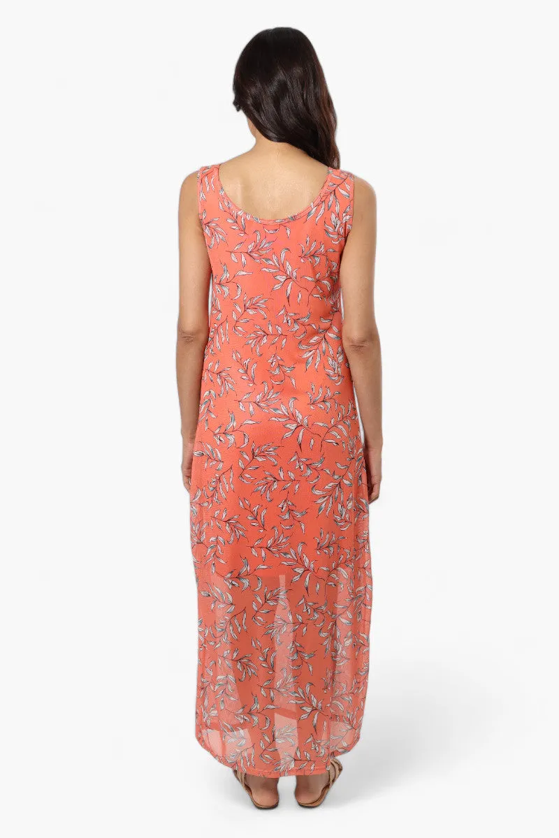 Majora Leaf Pattern Mesh Maxi Dress - Pink sold by Fairweather product image thumbnail 4