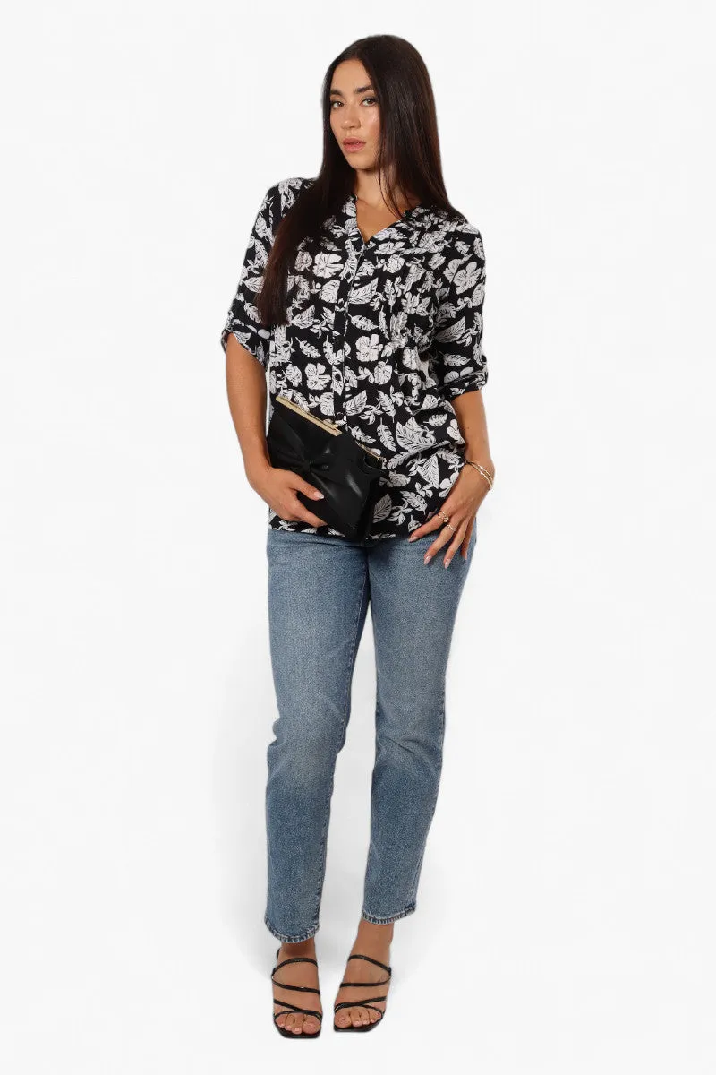 International INC Company Patterned Tie Back Roll Up Sleeve Shirt - Black sold by Fairweather product image thumbnail 2