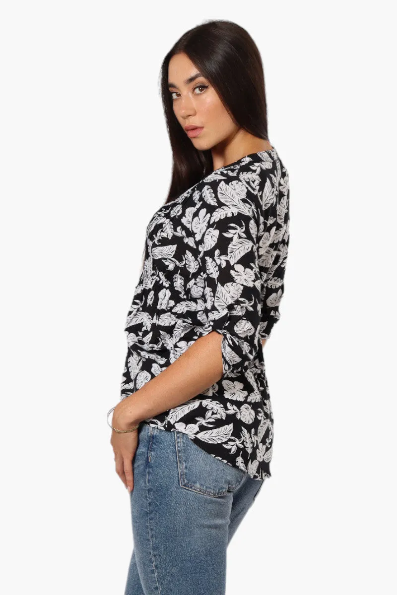 International INC Company Patterned Tie Back Roll Up Sleeve Shirt - Black sold by Fairweather product image thumbnail 3