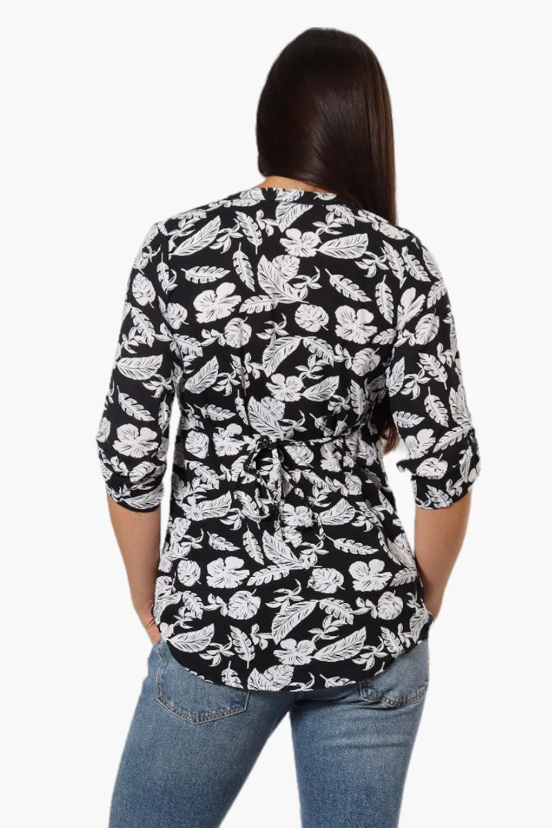 International INC Company Patterned Tie Back Roll Up Sleeve Shirt - Black sold by Fairweather product image thumbnail 4