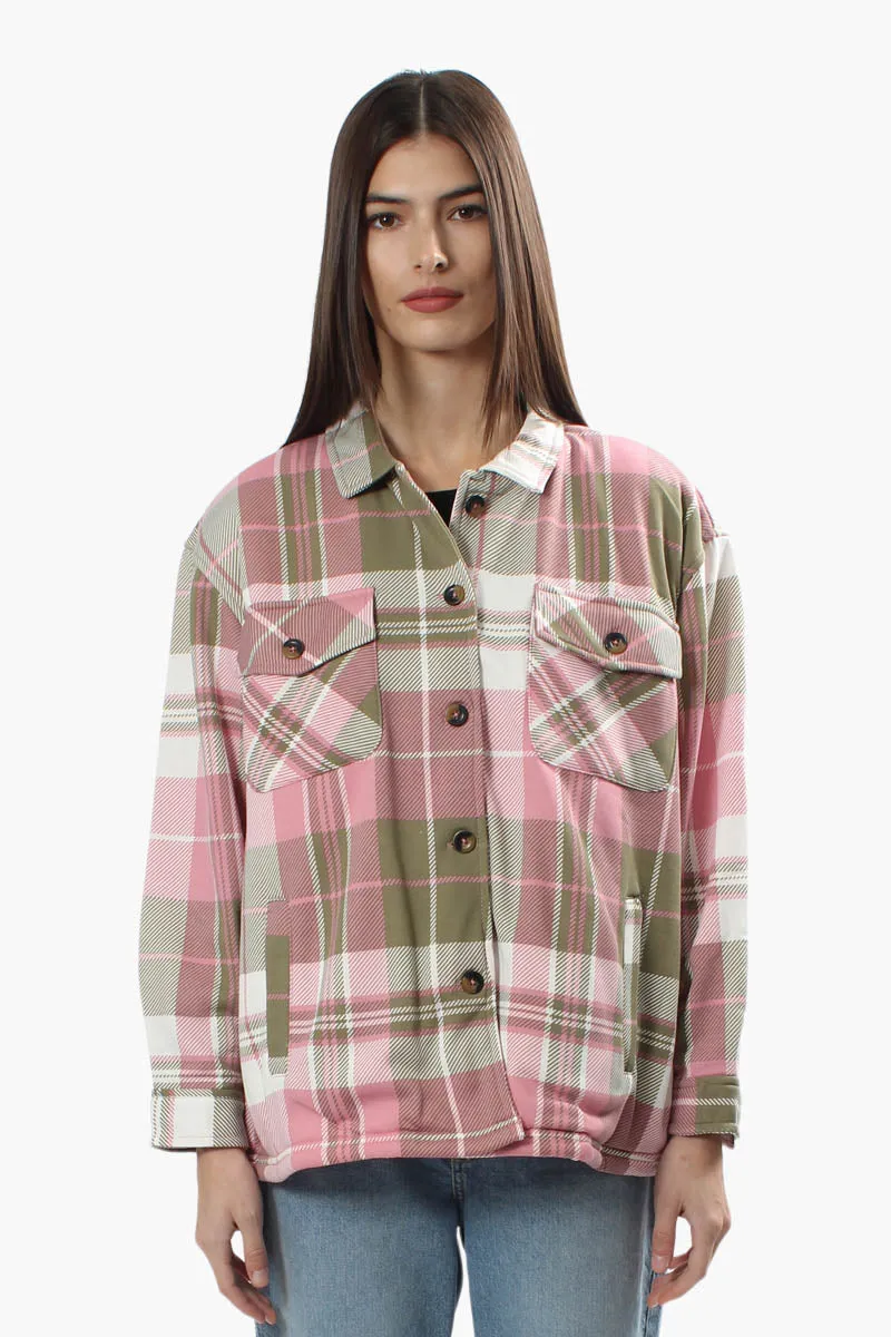 Canada Weather Gear Plaid Flap Pocket Shacket - Pink sold by Fairweather